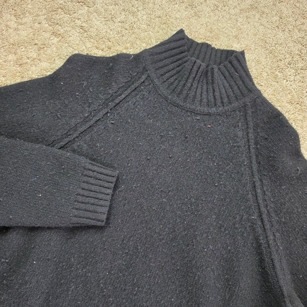 VINTAGE Mossimo Mock Neck Sweater Womens Large Black Lambswool Blend Raglan